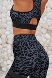 Leopard Yoga Bike Sports Bra and Shorts Set