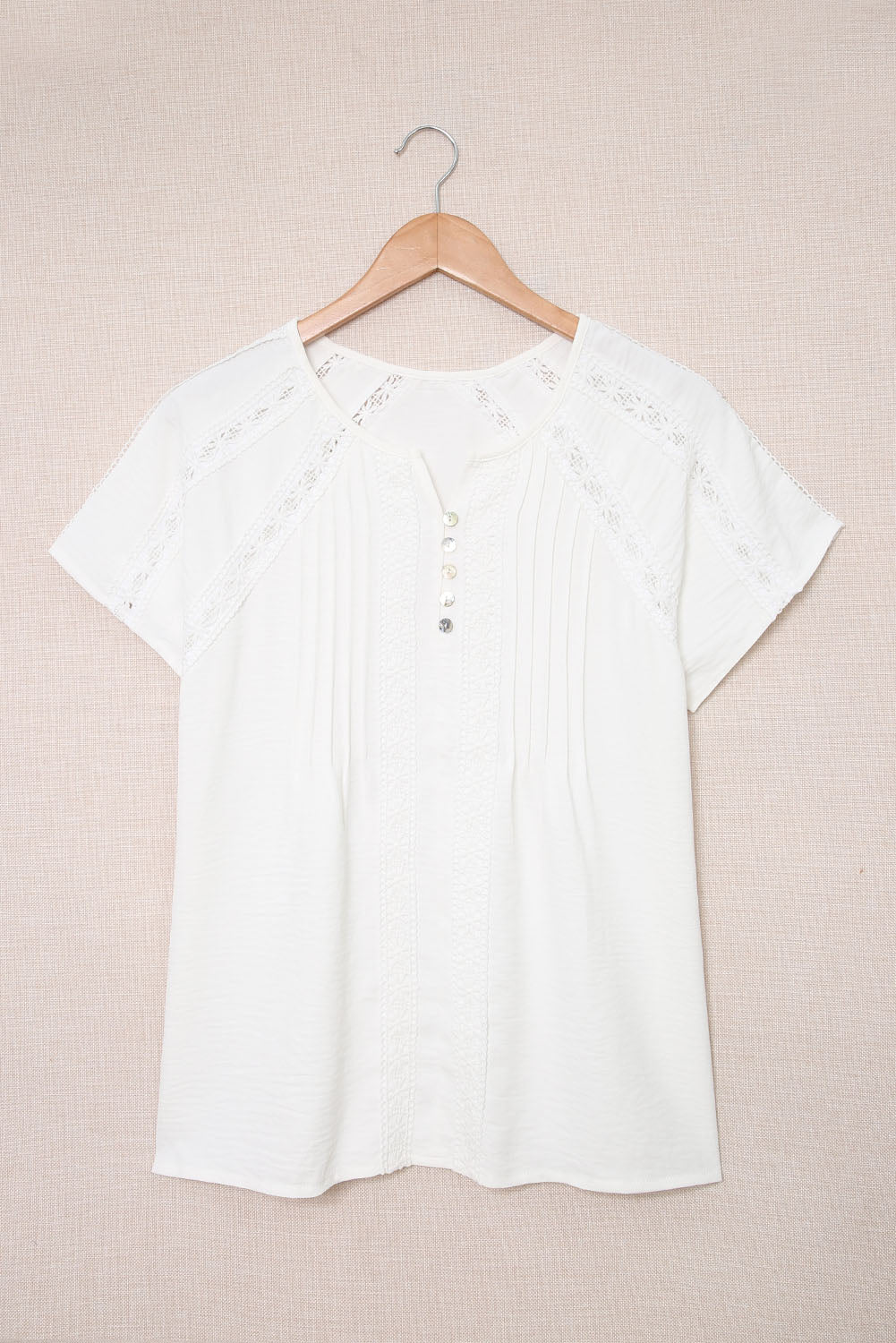 Crochet Eyelet Short Sleeves Top