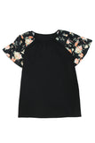 Floral Ruffle Sleeve Plus Size Top