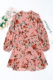 Vintage Floral Print Drawstring Flowy Dress