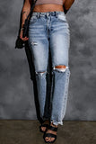 Washed Ripped Wide Leg High Waist Jeans