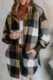 Zipper Side Pockets Plaid Overcoat