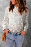 Lace Crochet See-through Scalloped High Neck Top