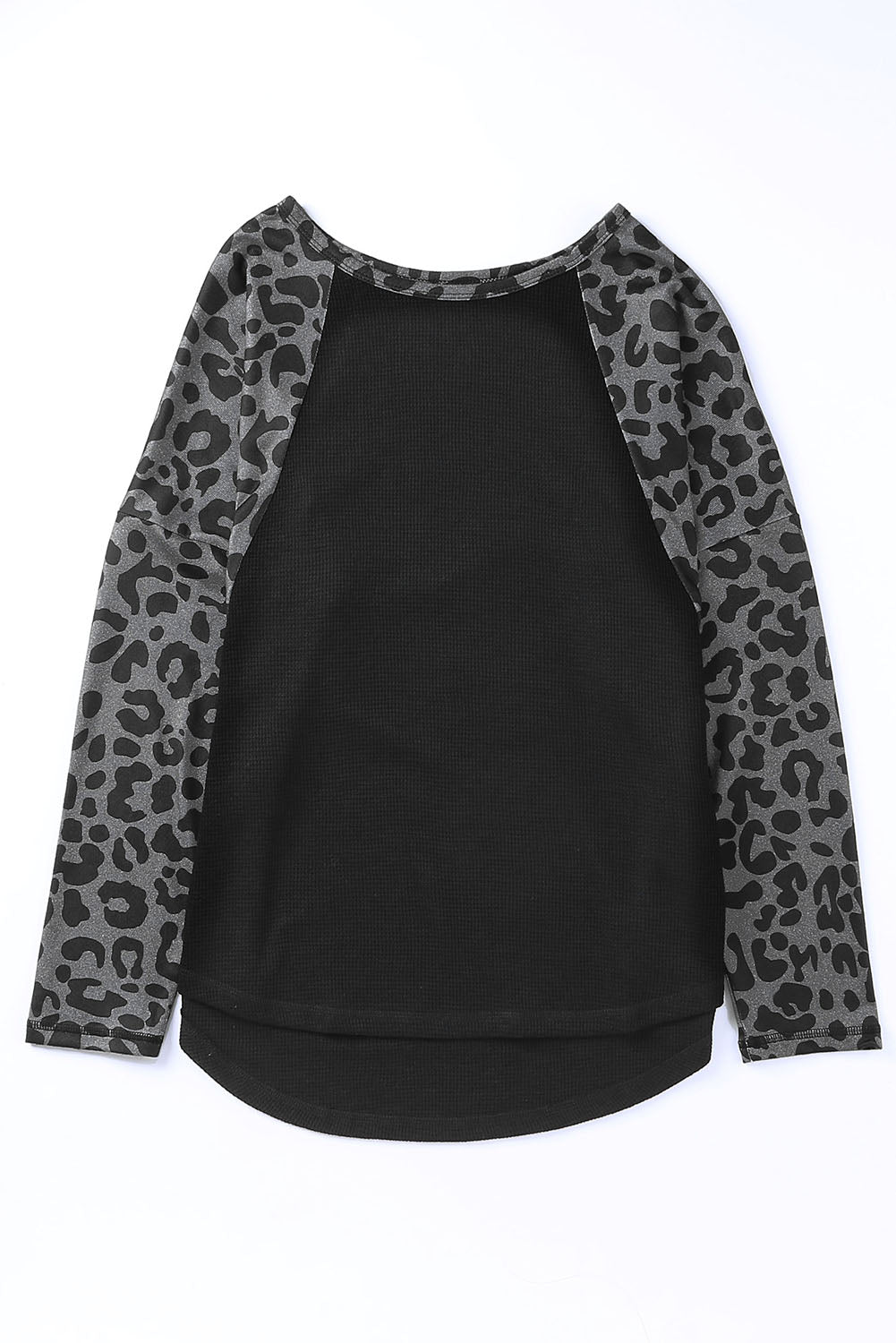 Leopard Raglan Sleeve Waffle Knit Plus Size Top