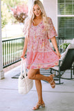 Hibiscus Floral Print Ruffle Mini Dress