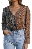 Spliced Print Wrap Long Sleeve Bodysuit