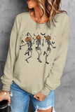 Skeleton Pumpkin Graphic Print Pullover Sweatshirt