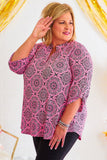 Rose - Blouse à Imprimé Paisley et Col en V à Manches Roulées de Grande Taille