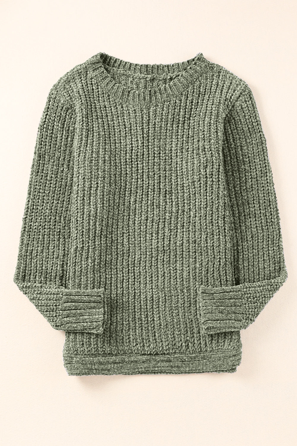 Long Sleeve Round Hem Cable Knit Sweater