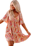 Wide Flutter Sleeve Floral Dress