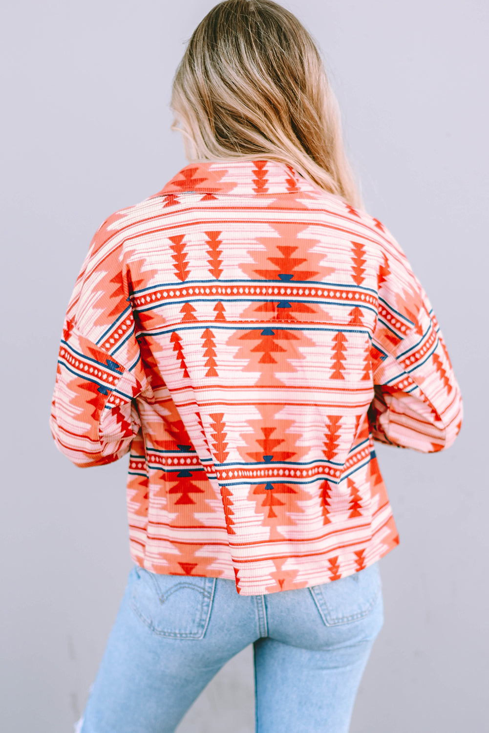 Western Aztec Print Corduroy Jacket