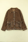 Leopard Patchwork Pocketed Sherpa Jacket