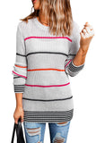 Ribbed Knit Striped Sweater