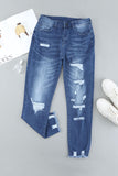 Pantalon en jean boyfriend bleu clair effet vieilli