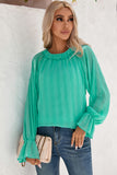 Striking Pleated Flared Cuff Long Sleeve Blouse