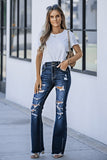 Distressed High Waist Flared Jeans