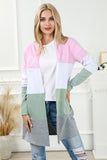 Rose Cardigan Colorblock Ouvert sur le Devant Grande Taille