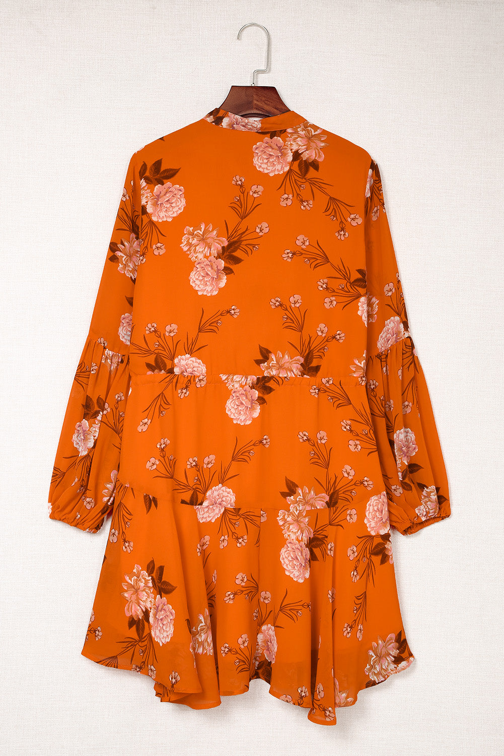 Vintage Floral Print Drawstring Flowy Dress