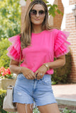 Tulle Ruffle Sleeve Top