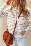 Cowl Neck Striped Print Drop Shoulder Sweater