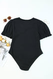 Plus Size Ribbed Knit Puff Sleeve Bodysuit