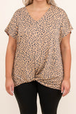 Plus Size Cheetah Print Twisted T-shirt