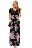 Contrast Floral Empire Waist Maxi Dress