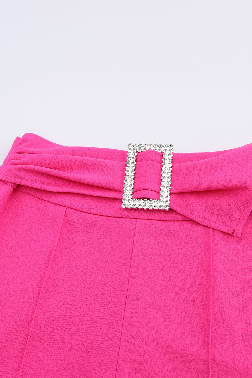 Rhinestone Buckle Sash Wide Leg Pants