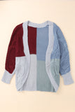 Color Block Loose Open Front Knitted Cardigan