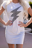 Distressed Leopard Lightening Graphic T-shirt Dress