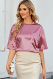 Glitter Chest Pocket Round Neck Long Sleeve Top