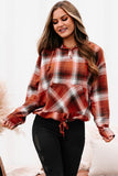 Plaid Print Pocketed Hoodie