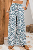 Leopard Print Pocketed Wide Leg Pants