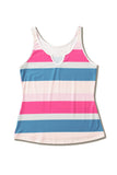 Striped Color Block Notched Neck Tank Top