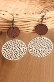 Hollow Out Wooden Round Drop Earrings