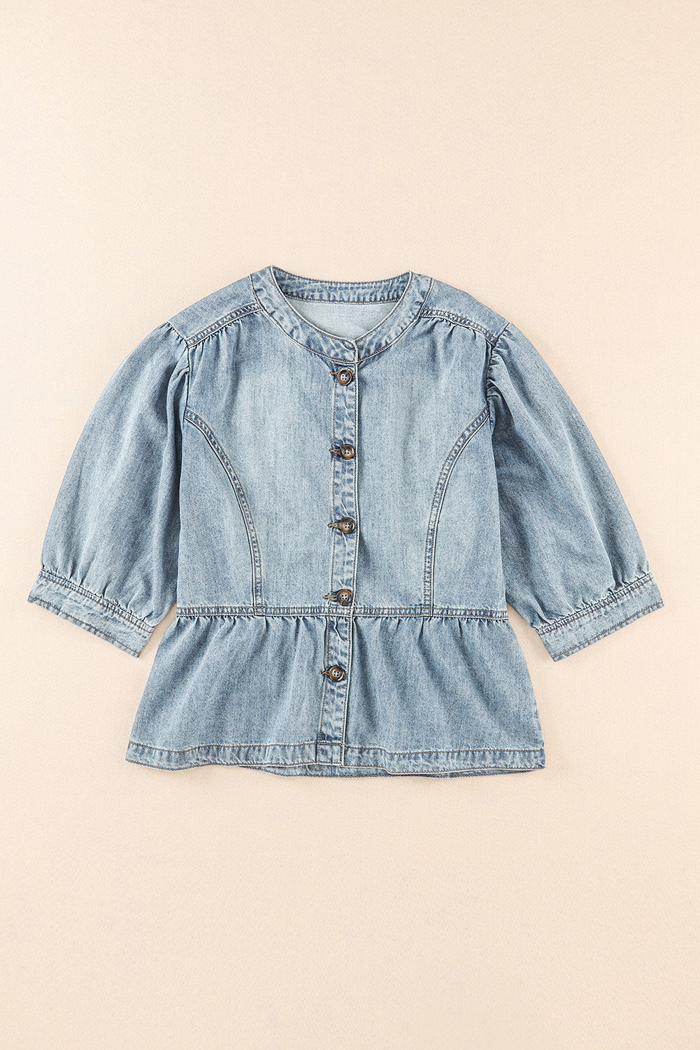 Half Sleeves Peplum Denim Jacket