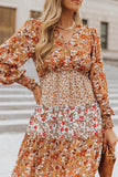 Mix Floral Patchwork Frill Tiered Dress