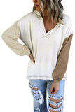 Colorblock V Neck Long Sleeve Hoodie