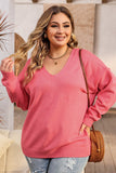 Plus Size Drop Shoulder V Neck Sweater