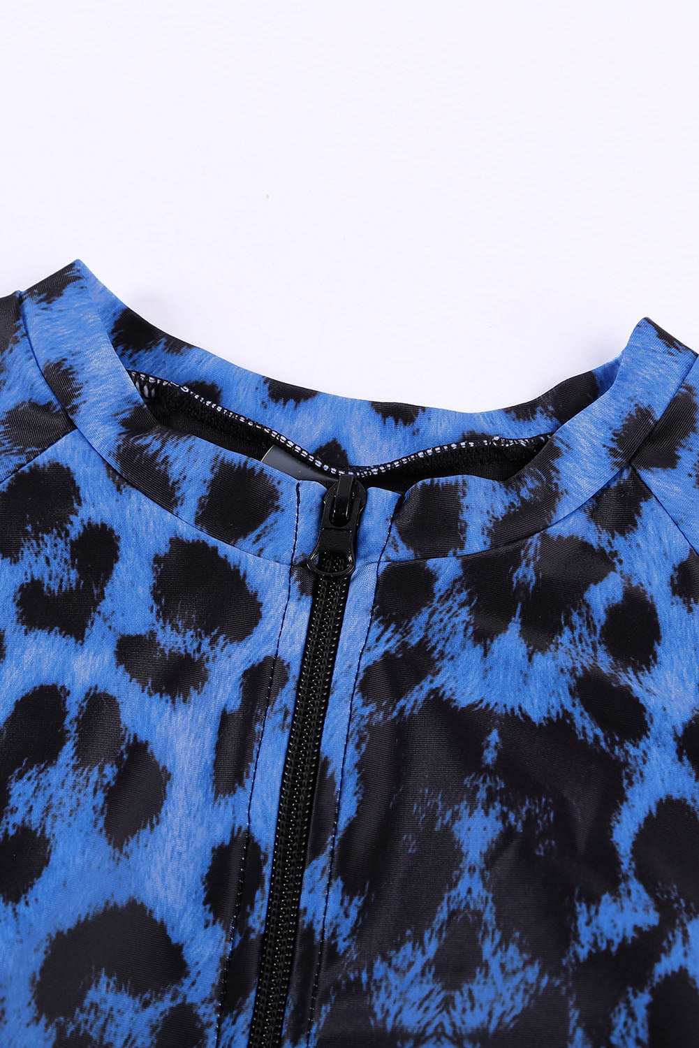 Leopard Print Zipper Cut-out Rash Guard Swimsuit