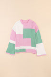 Colorblock Drop Shoulder Bell Sleeve Sweater