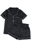 Contrast Trim Short Sleeve Two-piece Pajamas Set