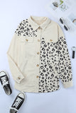 Leopard Print Detail Pocketed Corduroy Jacket