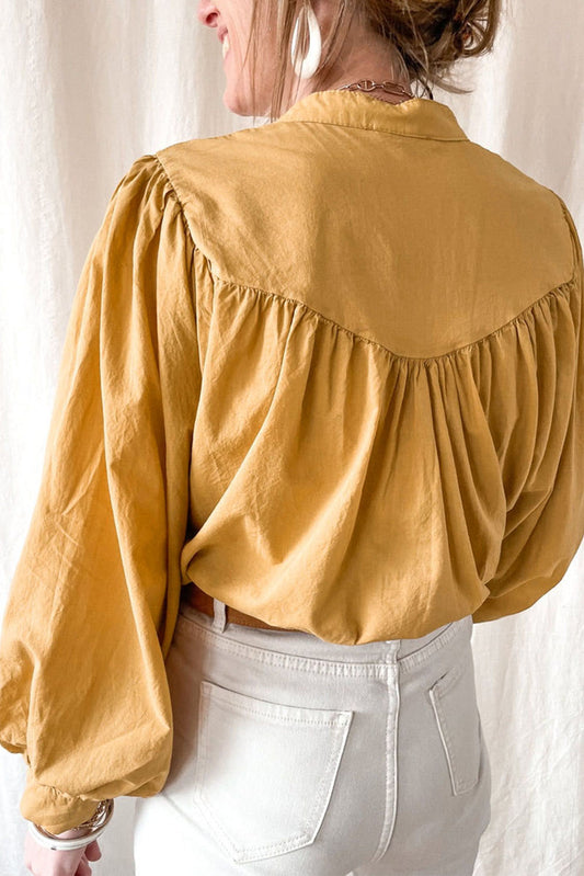 Puff Sleeve Pleated Loose Shirt