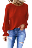 Crew Neck Ruffle Bubble Sleeve Top