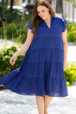 Plus Size Ruffled Tiered A-line Midi Dress