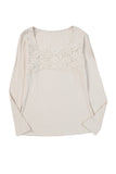 Lace Crochet V Neck Long Sleeve Top