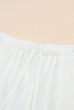 Waffle Knit Lace-up High Waist Wide Leg Casual Shorts