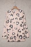 Leopard V Neck Drop Shoulder Long Sleeve Top