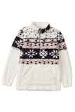 White Zip Neck Oversize Fluffy Fleece Pullover